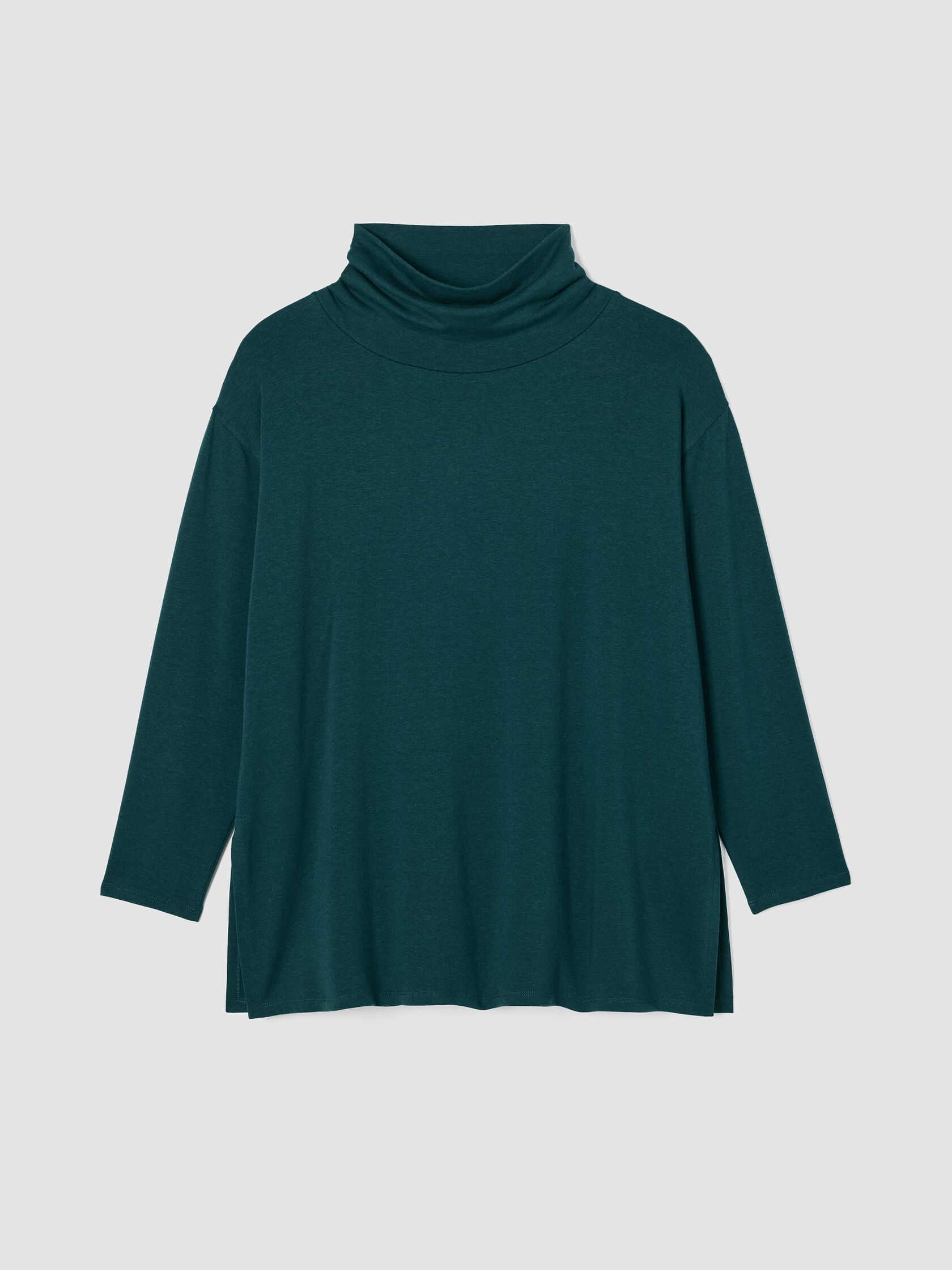 Cozy Brushed Terry Hug Funnel Neck Long Top