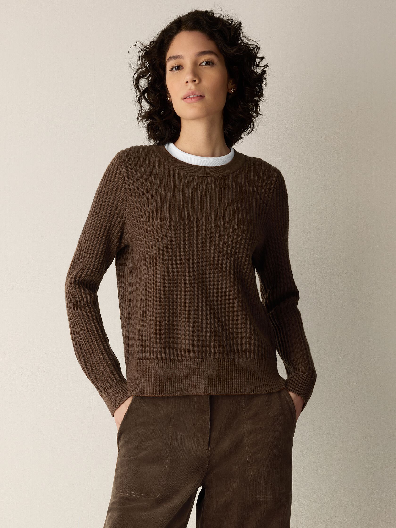 Italian Merino Crew Neck Top in Regenerative Wool