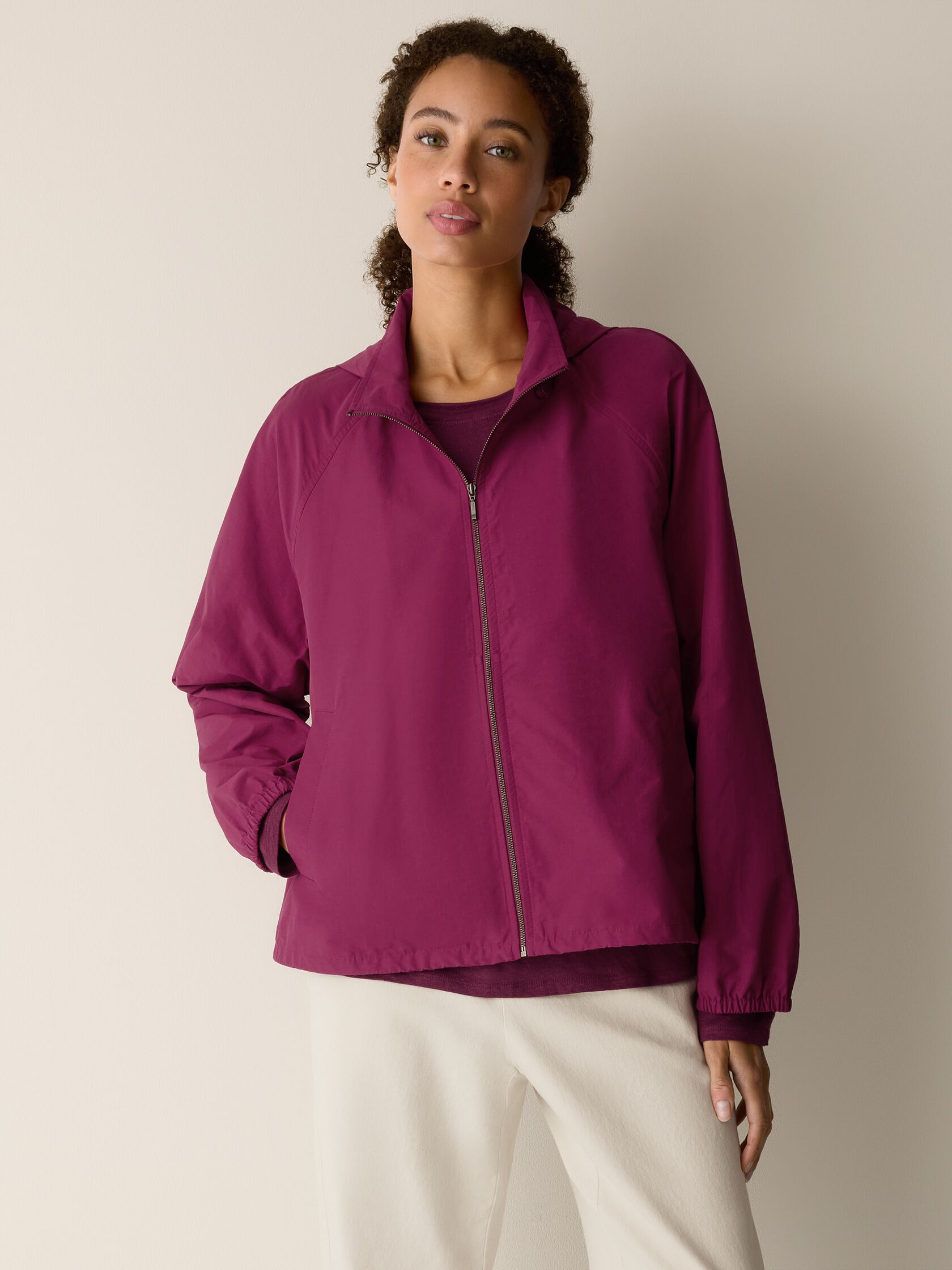 Light Cotton Nylon Hooded Coat
