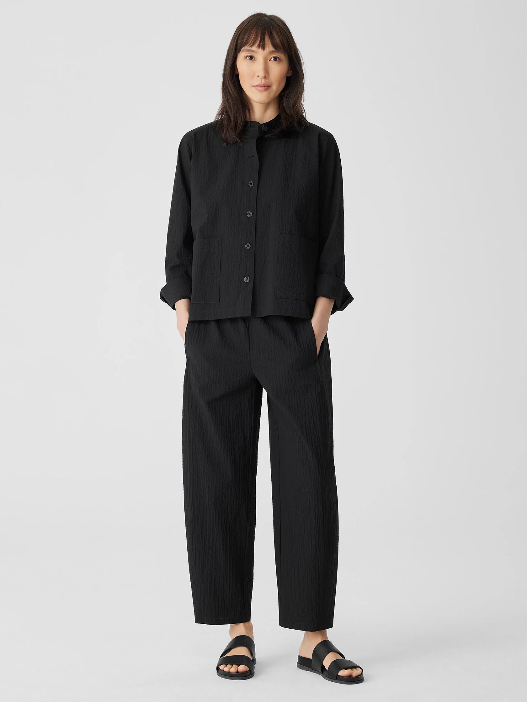 Organic Cotton Pucker Shirt Jacket | EILEEN FISHER