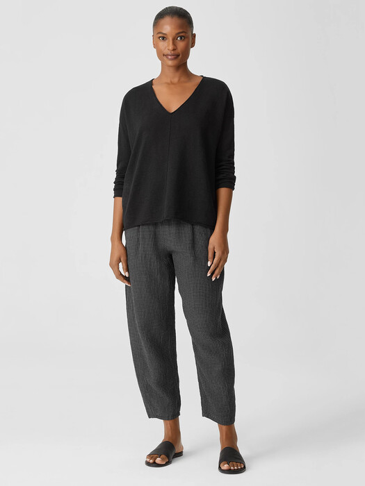 Organic Cotton Linen Slub V-Neck Top