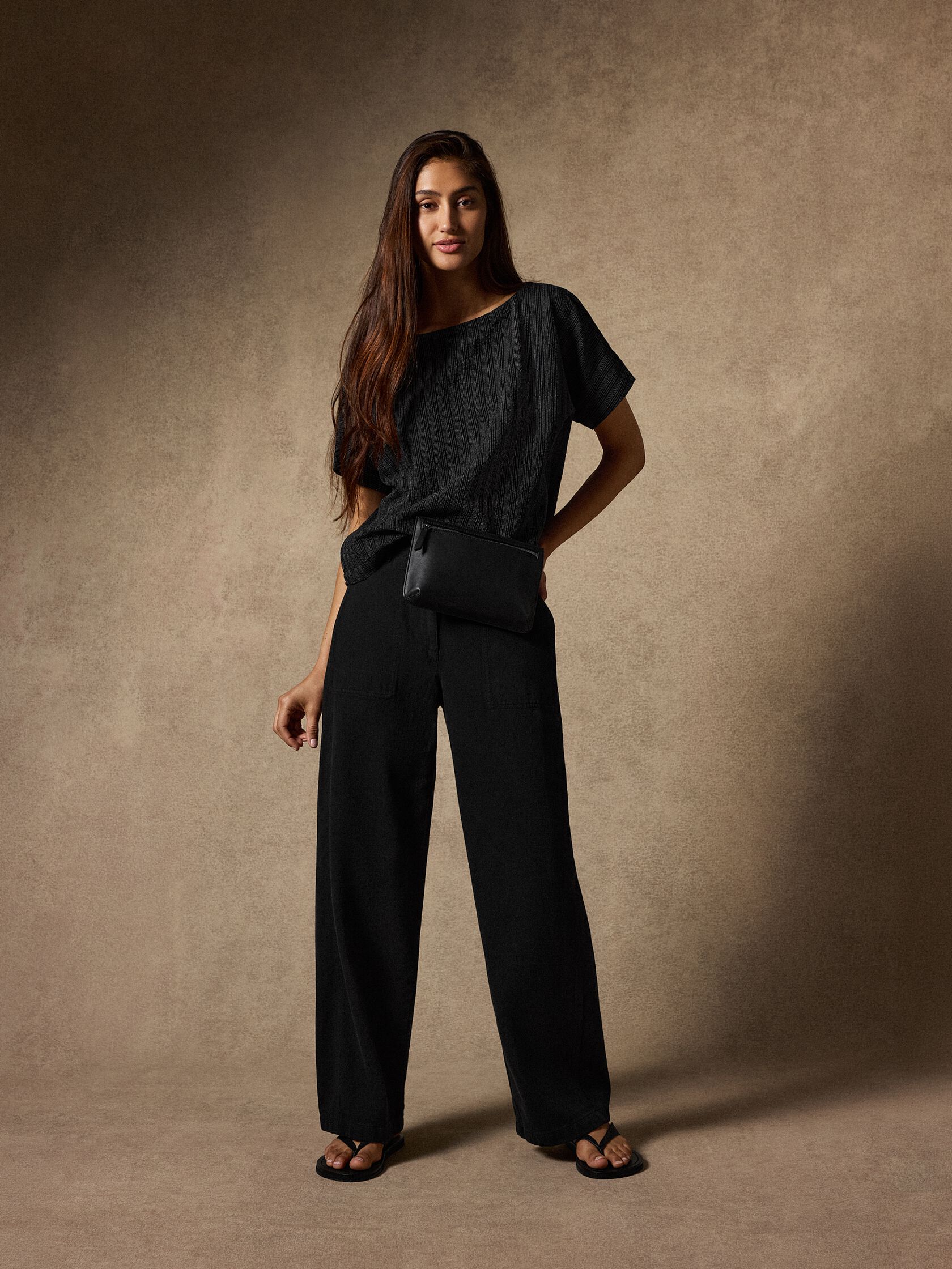 Garment-Dyed Utility Cotton Wide-Leg Pant