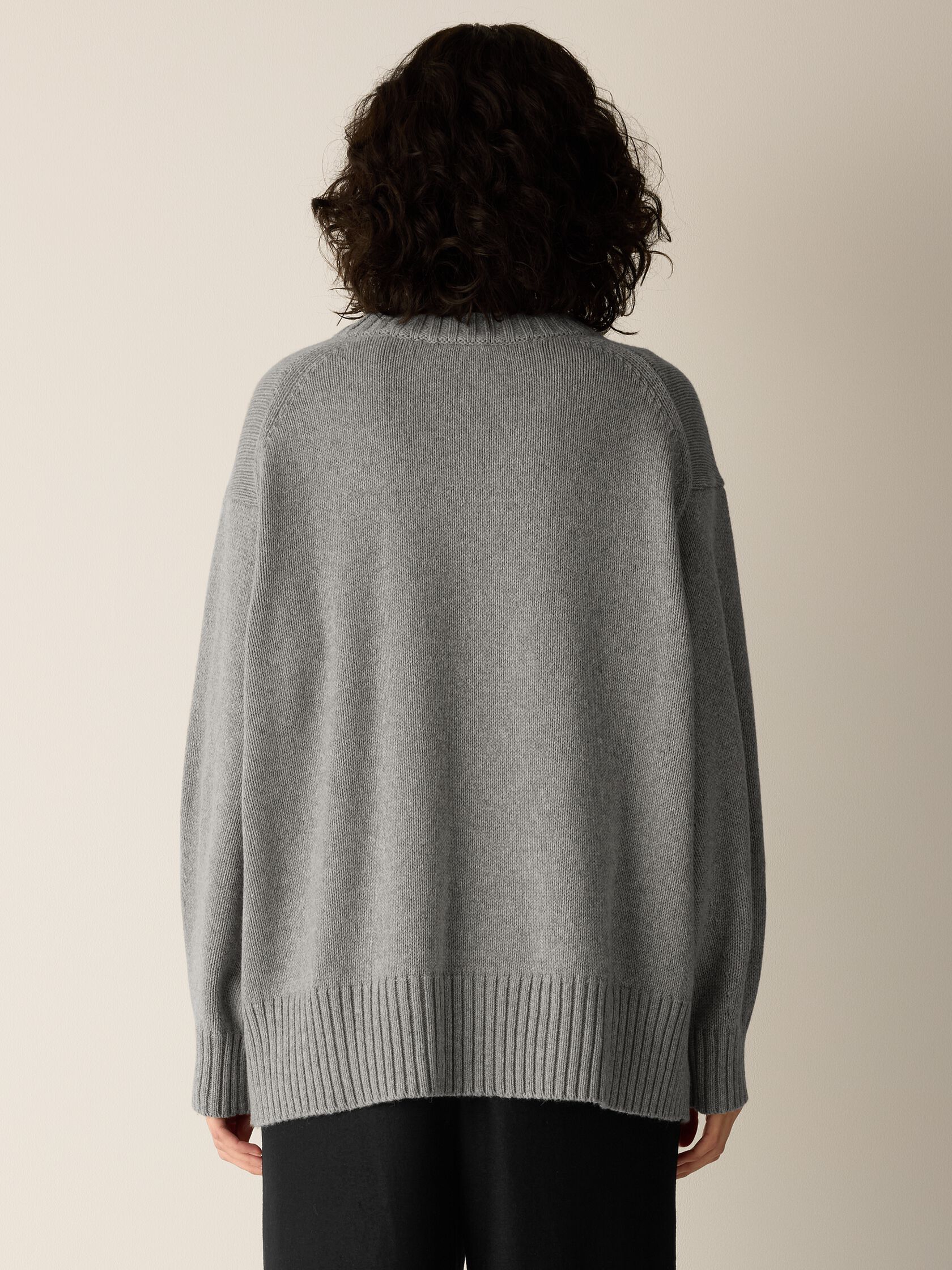 Cotton & Recycled Cashmere Crew Neck Long Top