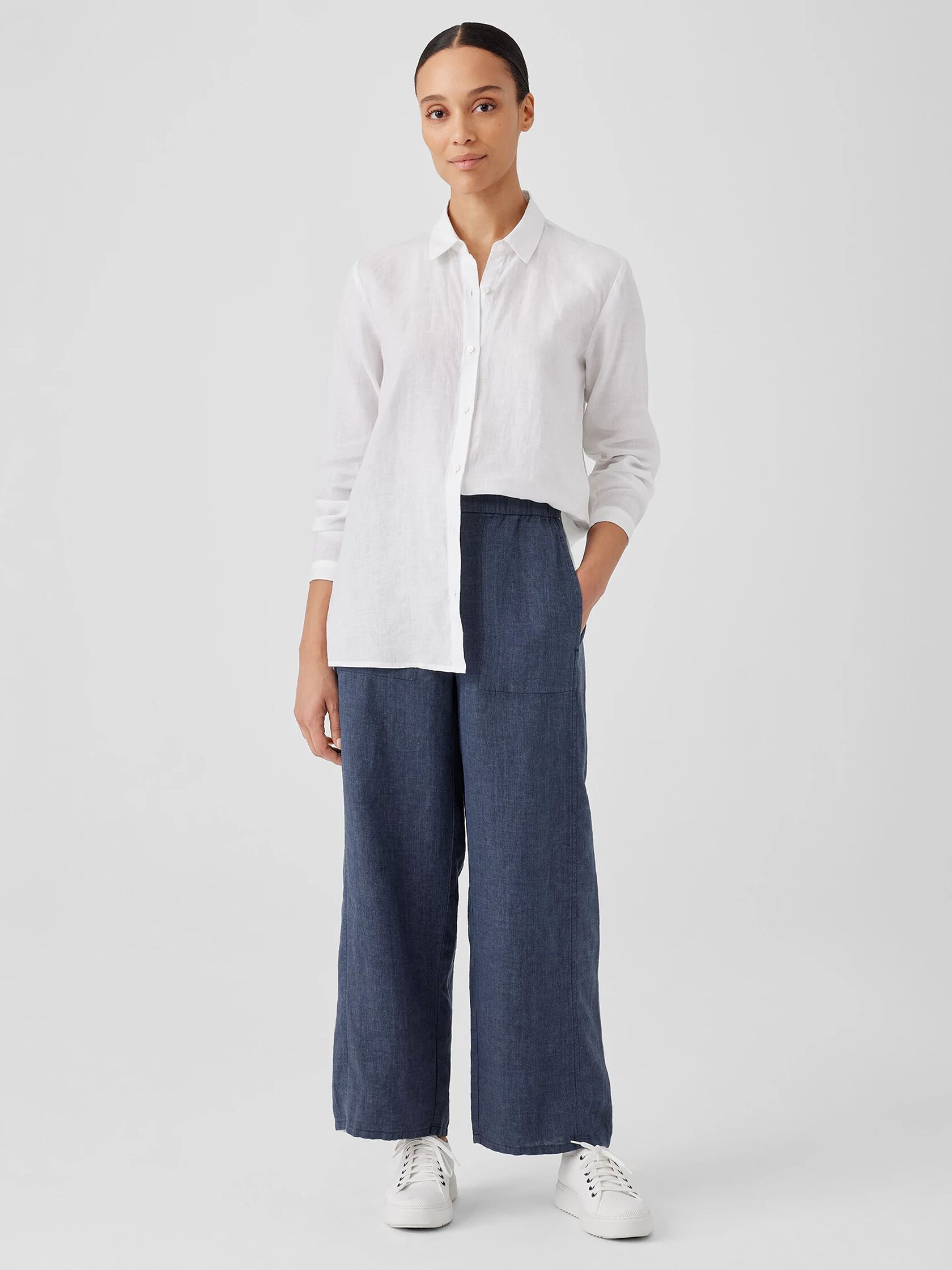 Washed Organic Linen Délavé Wide Trouser Pant