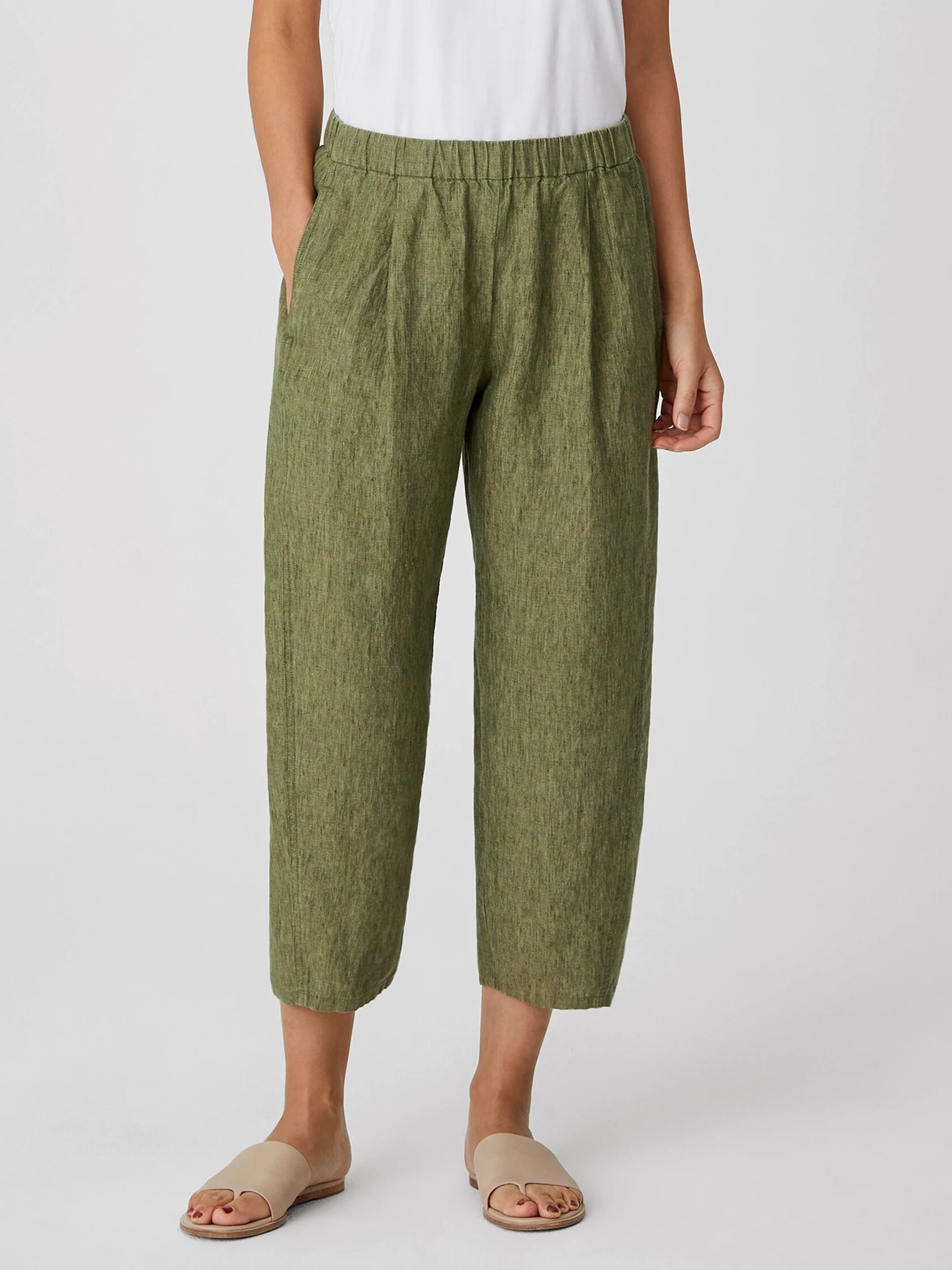 Washed Organic Linen Delave Lantern Pant