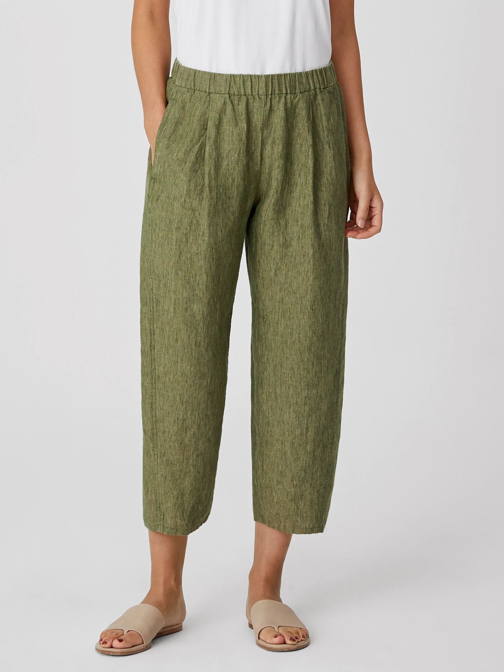 Washed Organic Linen Delave Lantern Pant | EILEEN FISHER