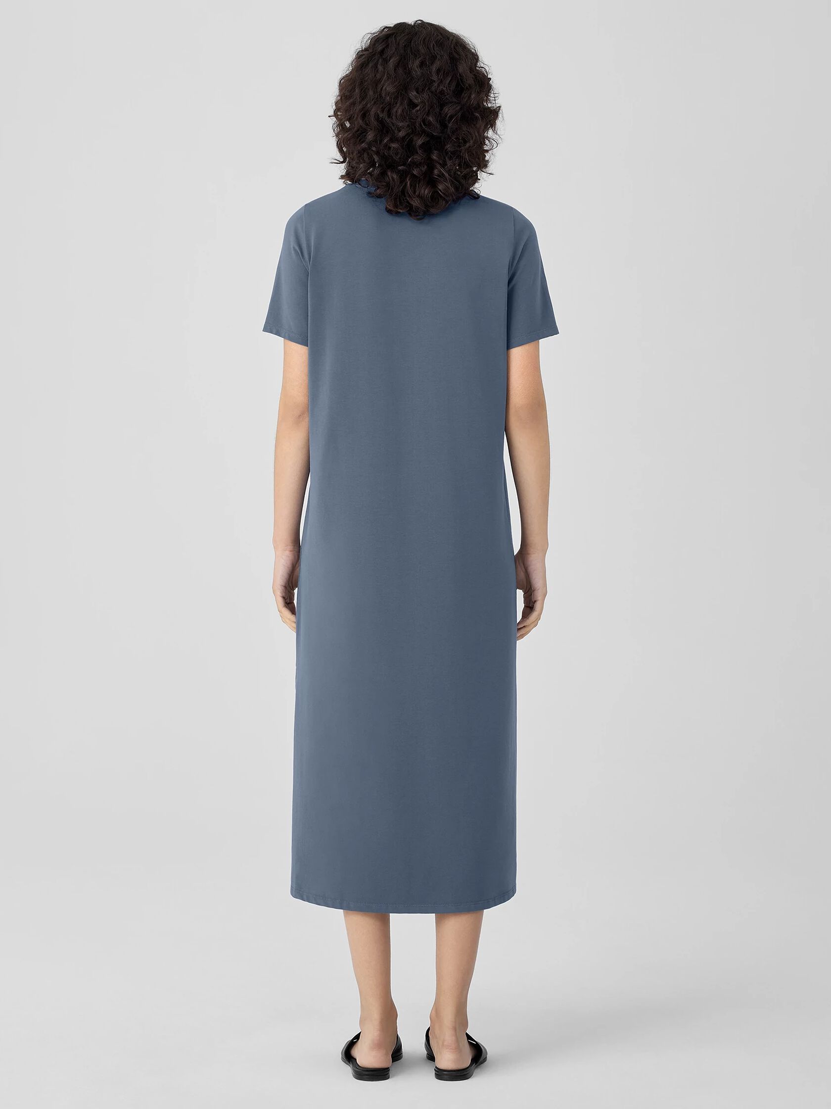 Pima Cotton Stretch Jersey Crew Neck Dress