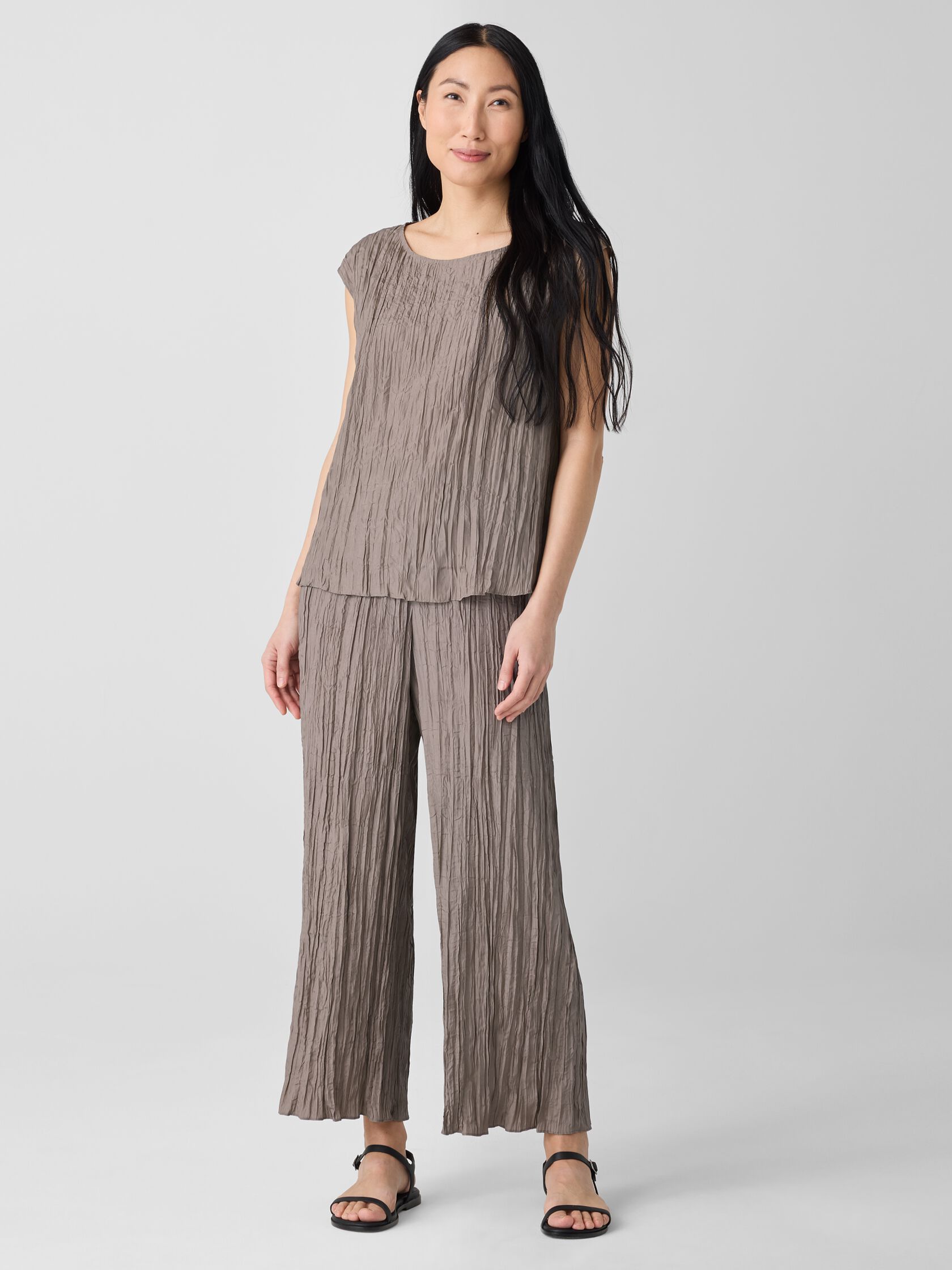Crushed Silk Ballet Neck Top