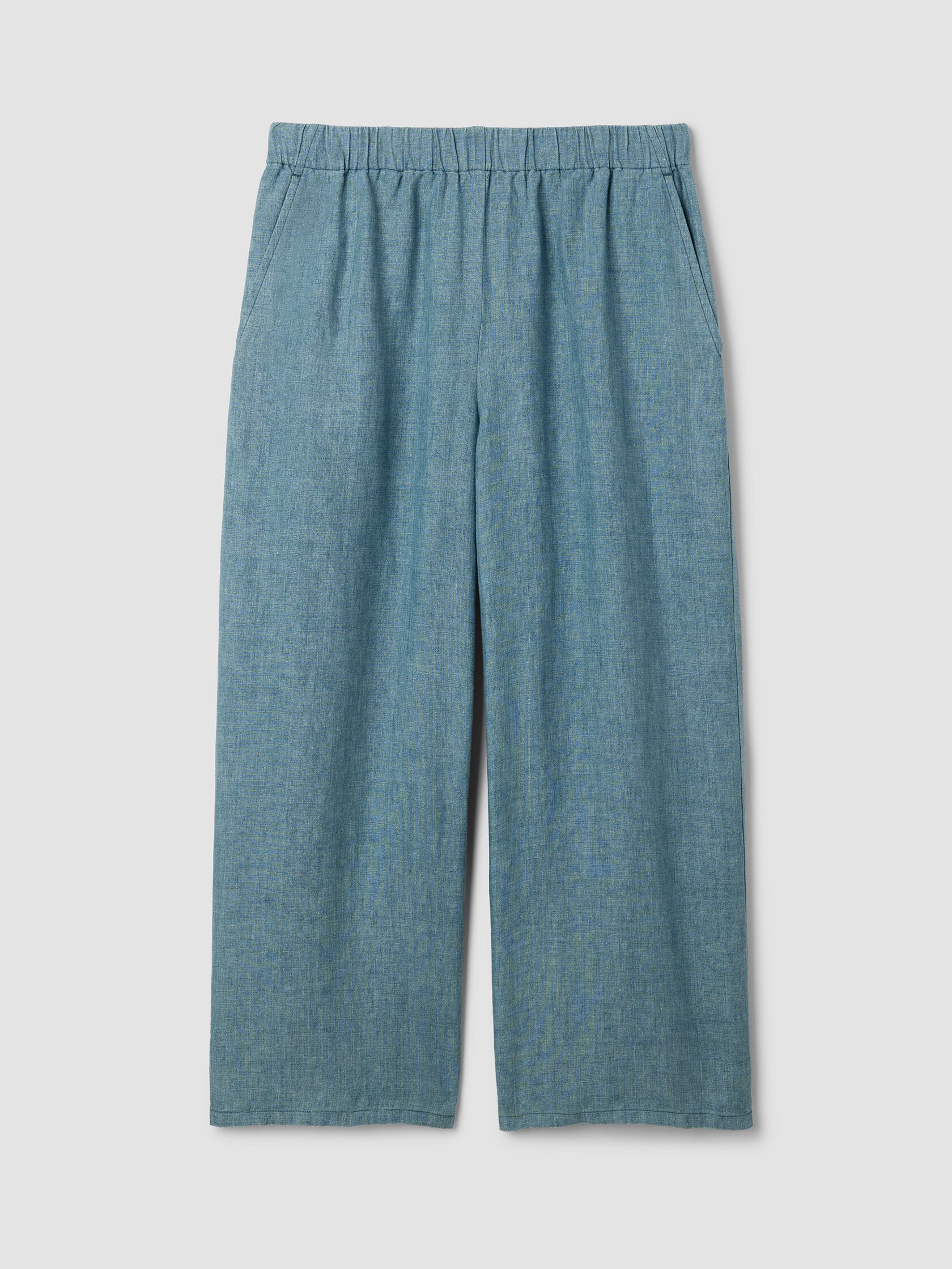 Washed Organic Linen D&eacute;lav&eacute; Wide-Leg Pant