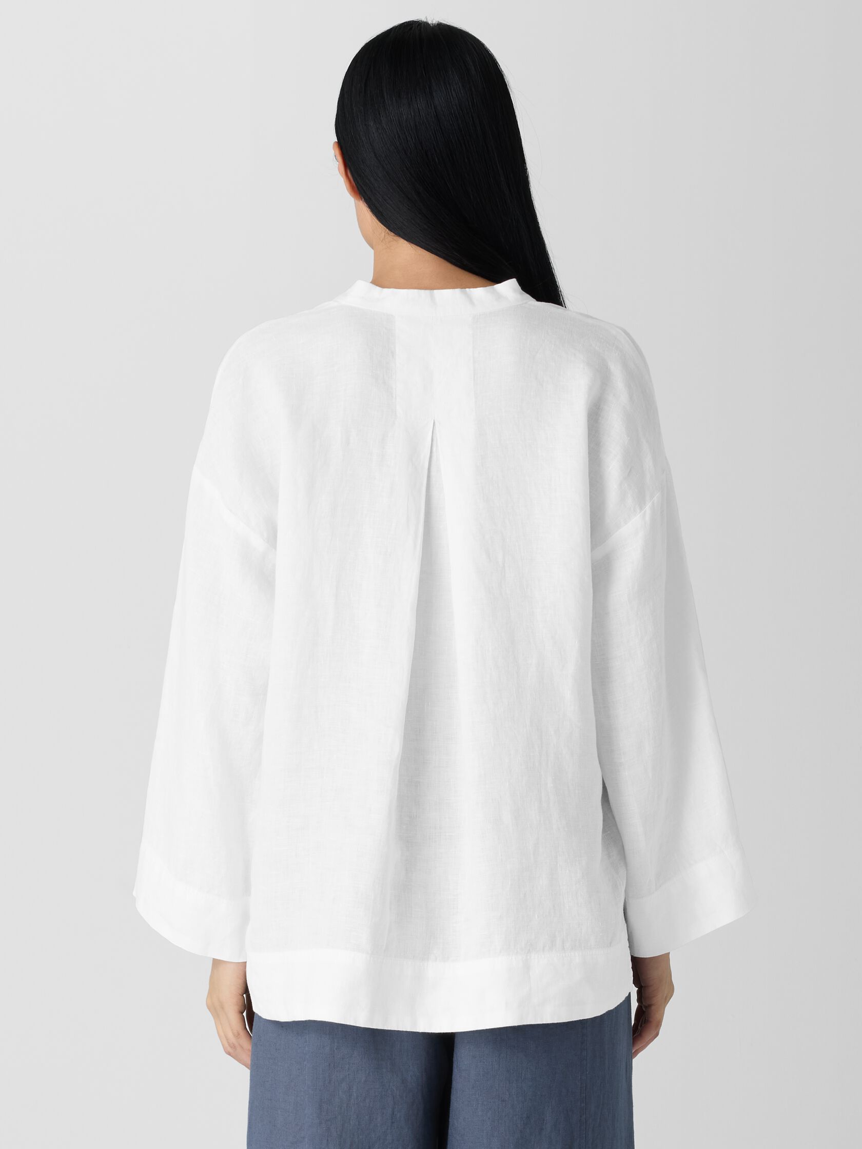 Organic Handkerchief Linen Split Neck Shirt