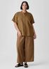 Organic Handkerchief Linen Band Collar Short-Sleeve Shirt