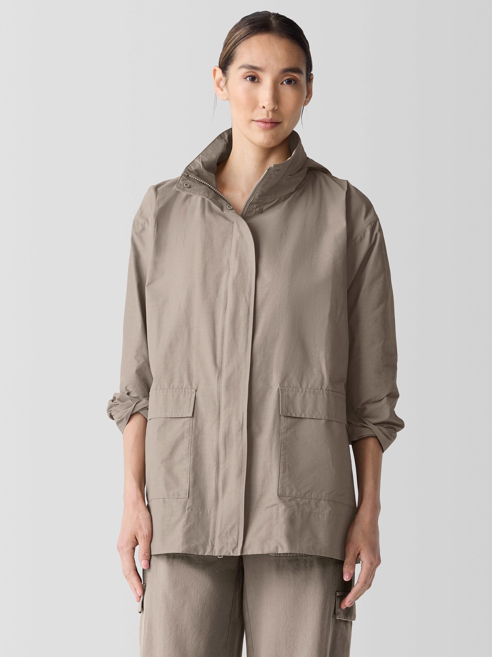 Light Cotton Nylon Stand Collar Jacket