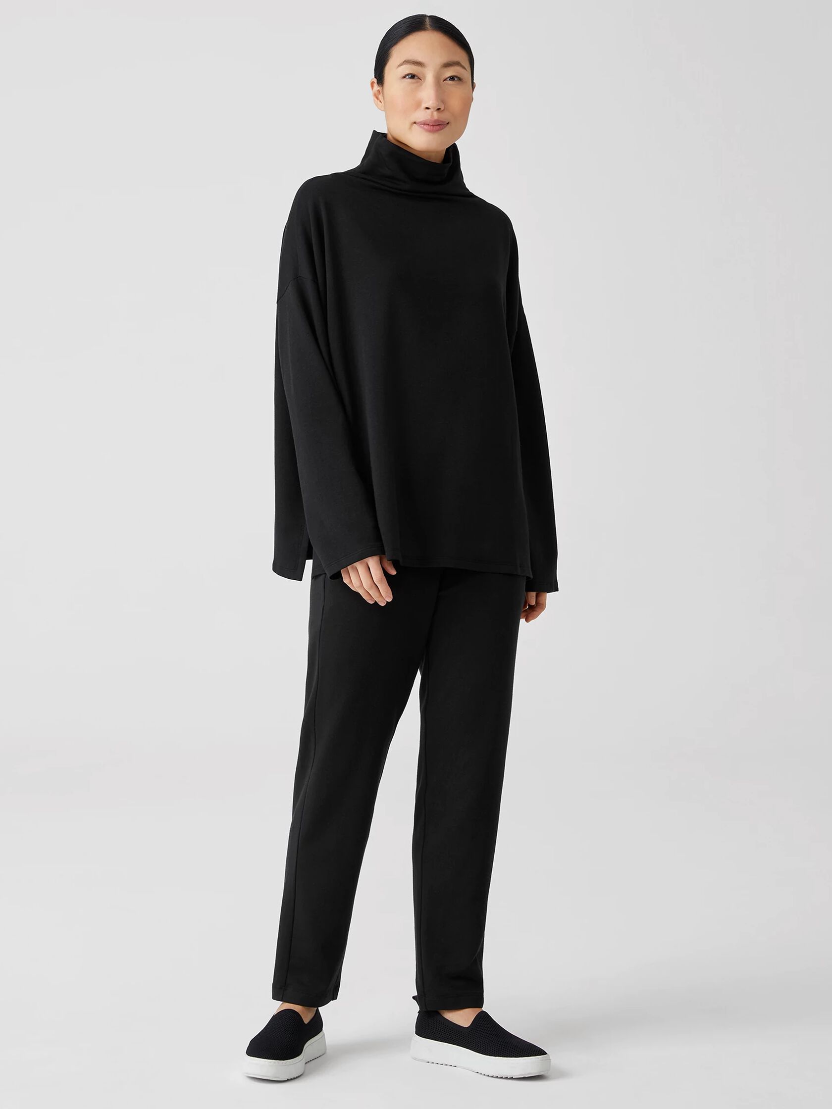 Cozy Brushed Terry Funnel Neck Box-Top