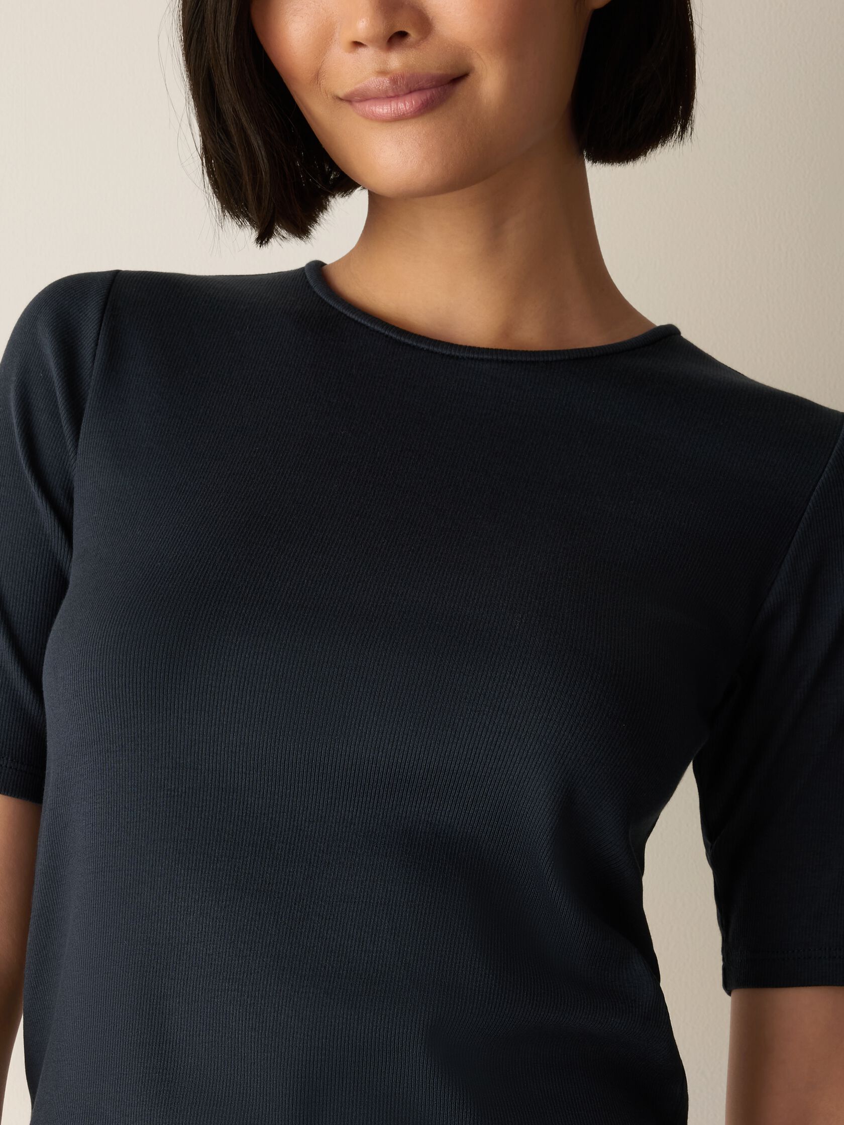 Organic Cotton Stretch Rib Crew Neck Tee