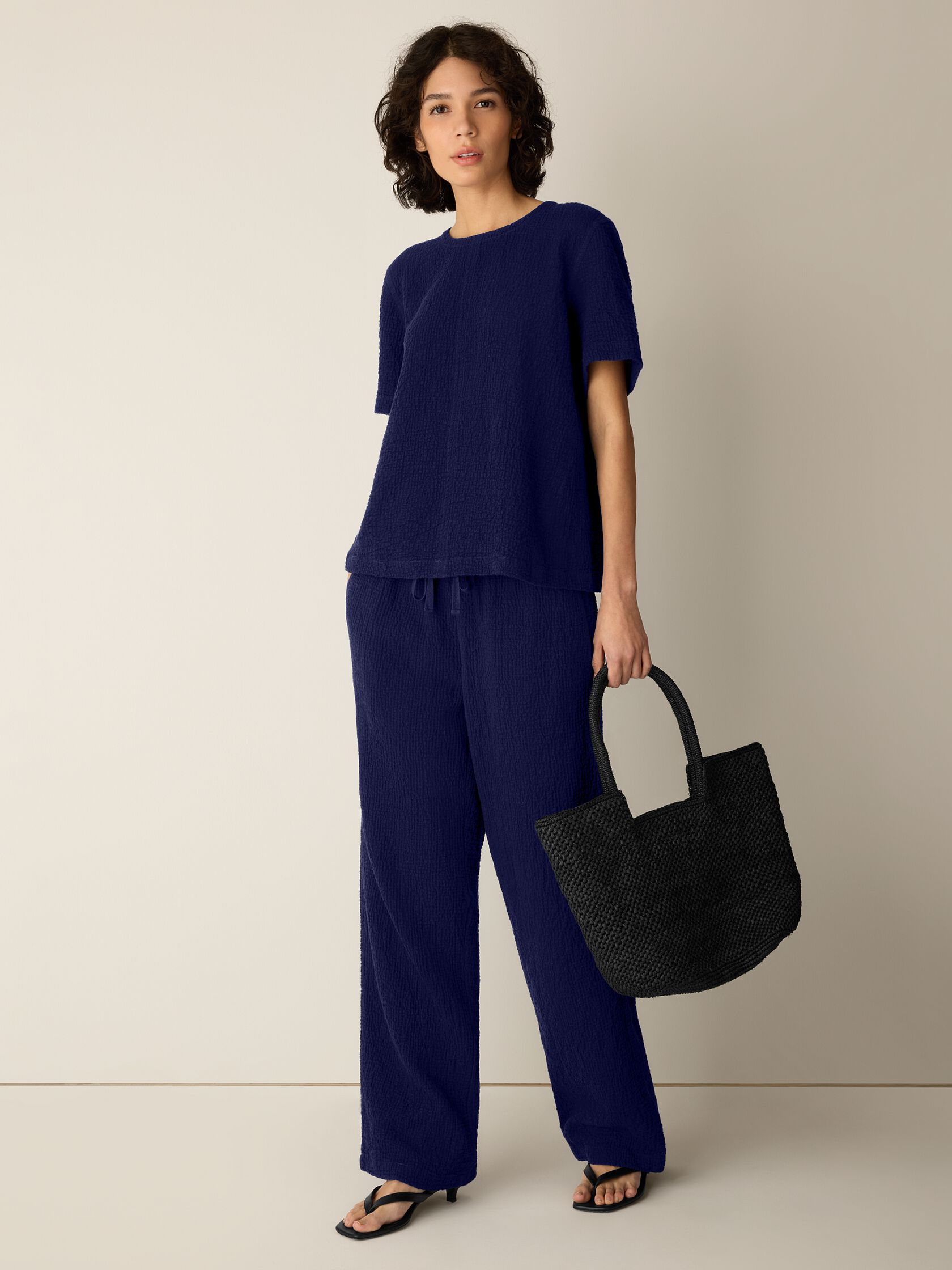 Organic Cotton Doubleweave Round Neck Top