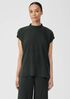 Woven Plissé Mock Neck Top