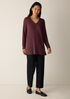 Fine Stretch Jersey Knit V-Neck Long Top