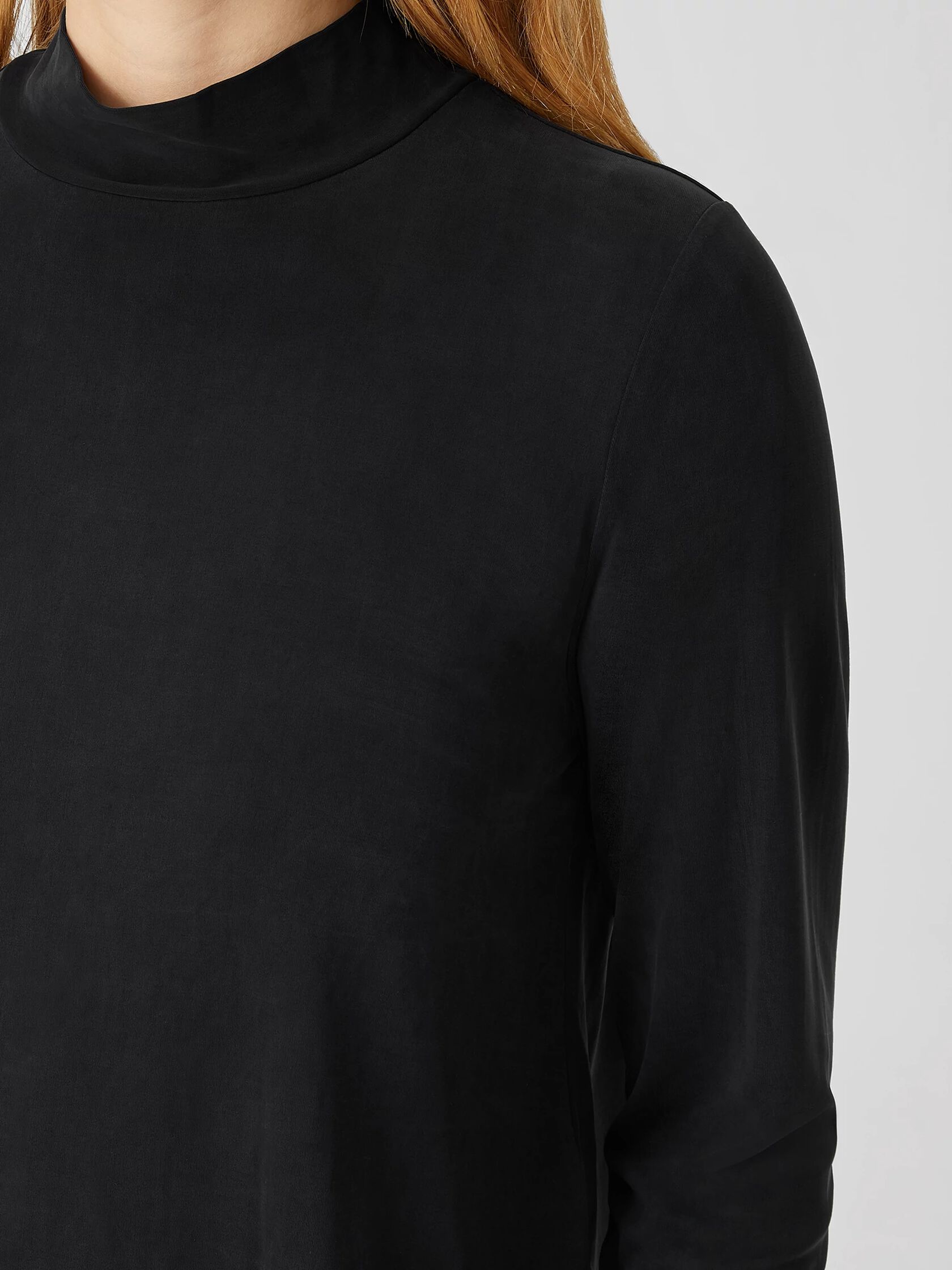Sandwashed Cupro Knit Mock Neck Top
