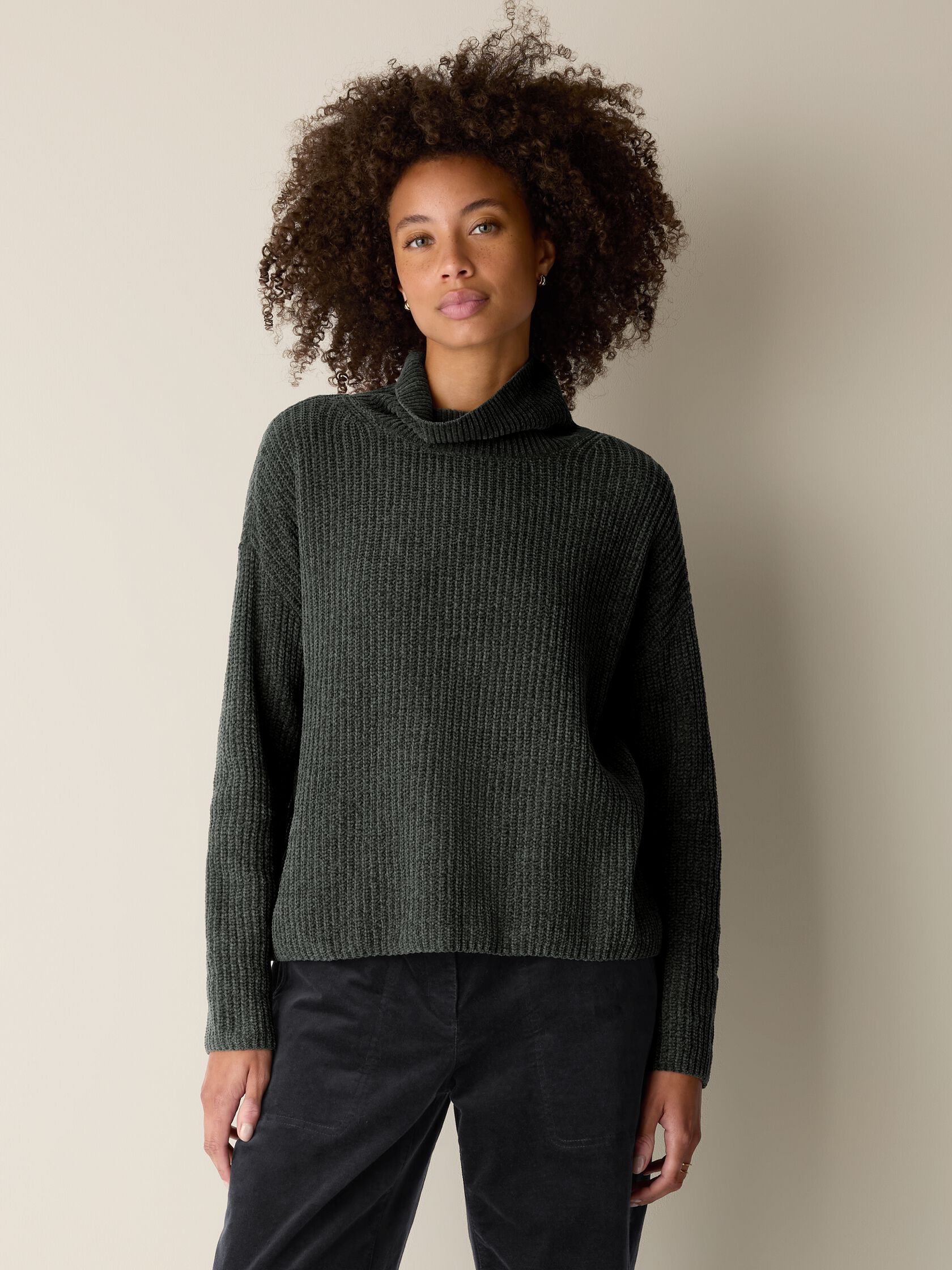 Organic Cotton Chenille Turtleneck Top