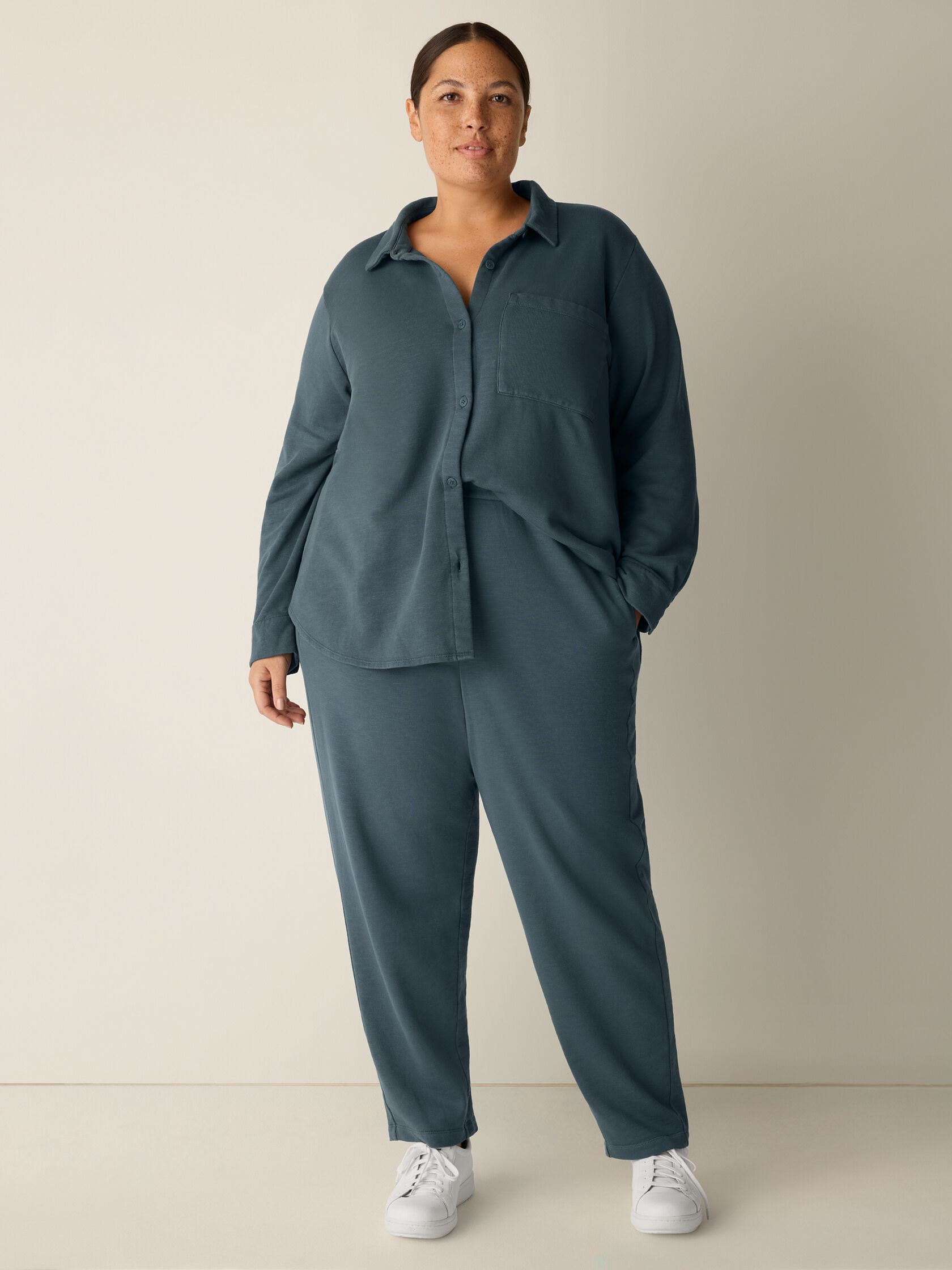 Garment-Dyed Organic Cotton Terry Slouchy Pant