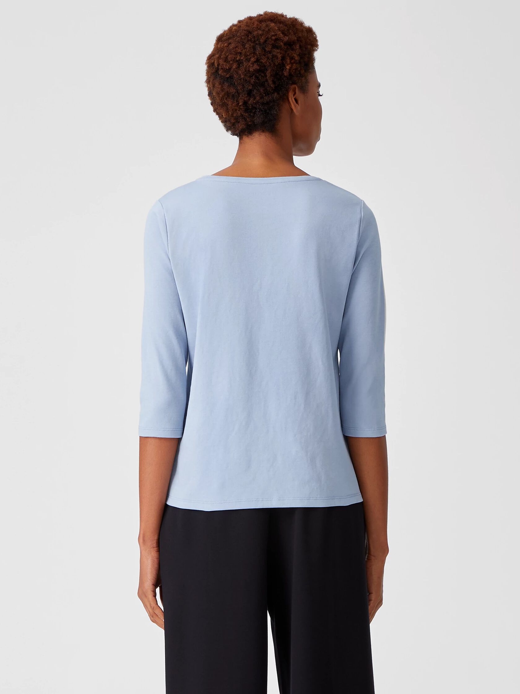 Organic Cotton Interlock Rounded V-Neck Top