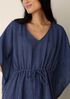 Striped Organic Cotton Gauze V-Neck Caftan