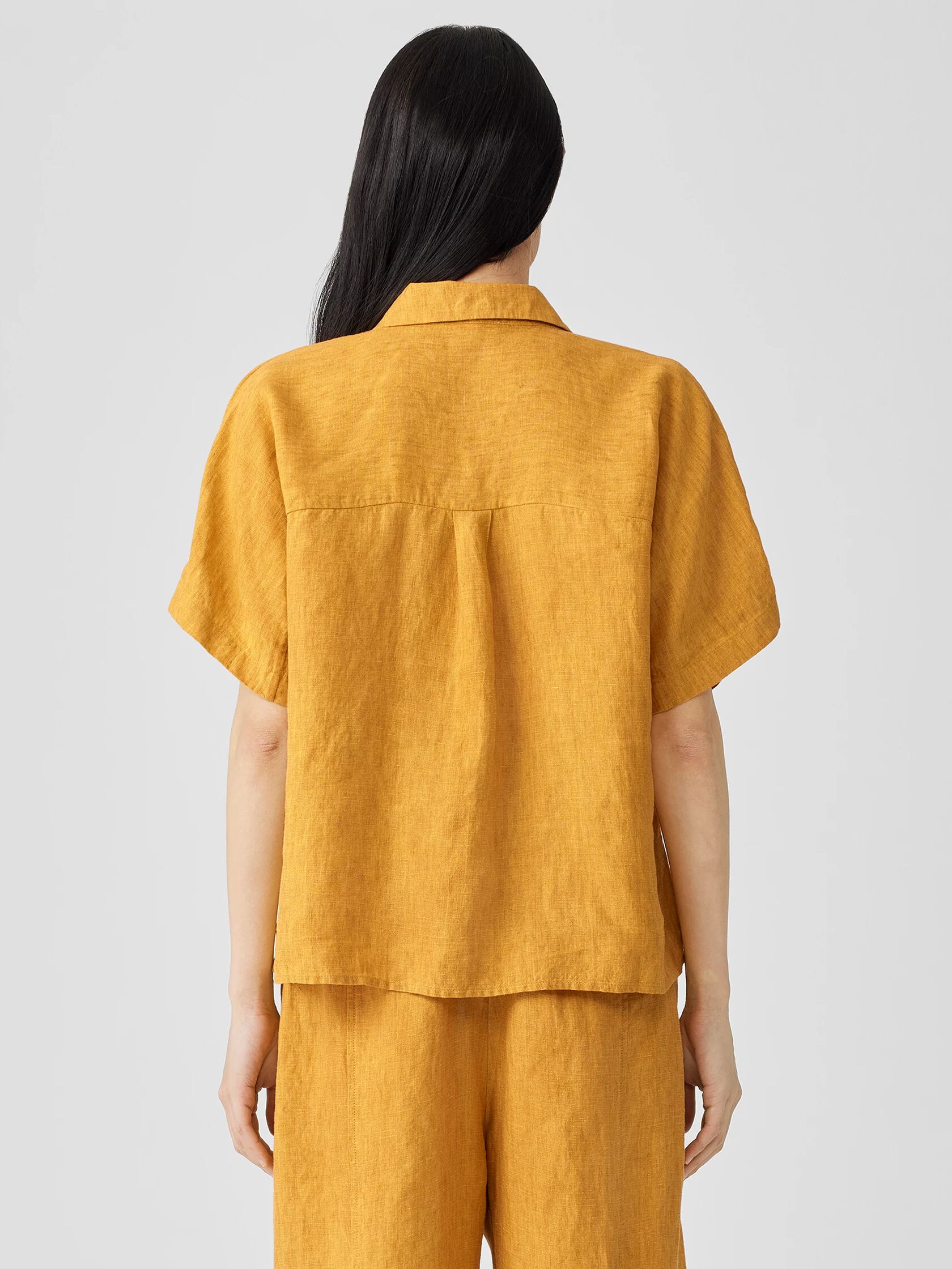 Washed Organic Linen Delave Short-Sleeve Shirt