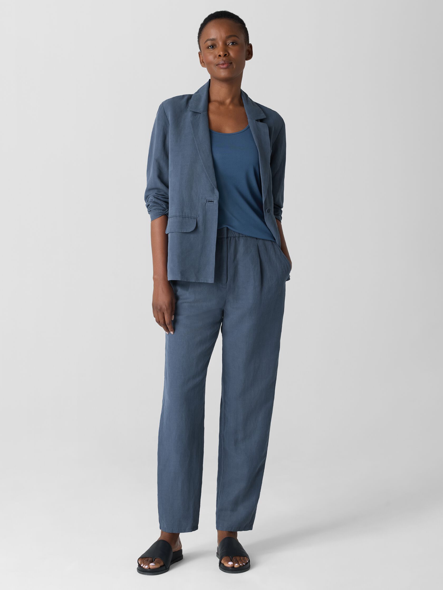 Linen Silk Twill Tapered Pant