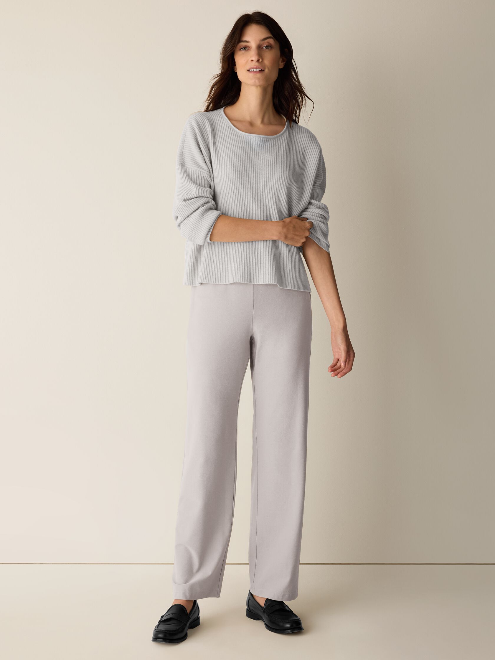 Washable Stretch Crepe Straight Pant