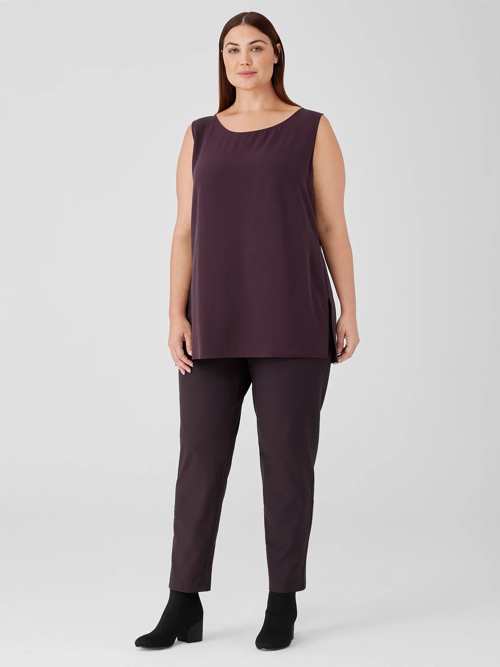 Silk Georgette Crepe Ballet Neck Tank