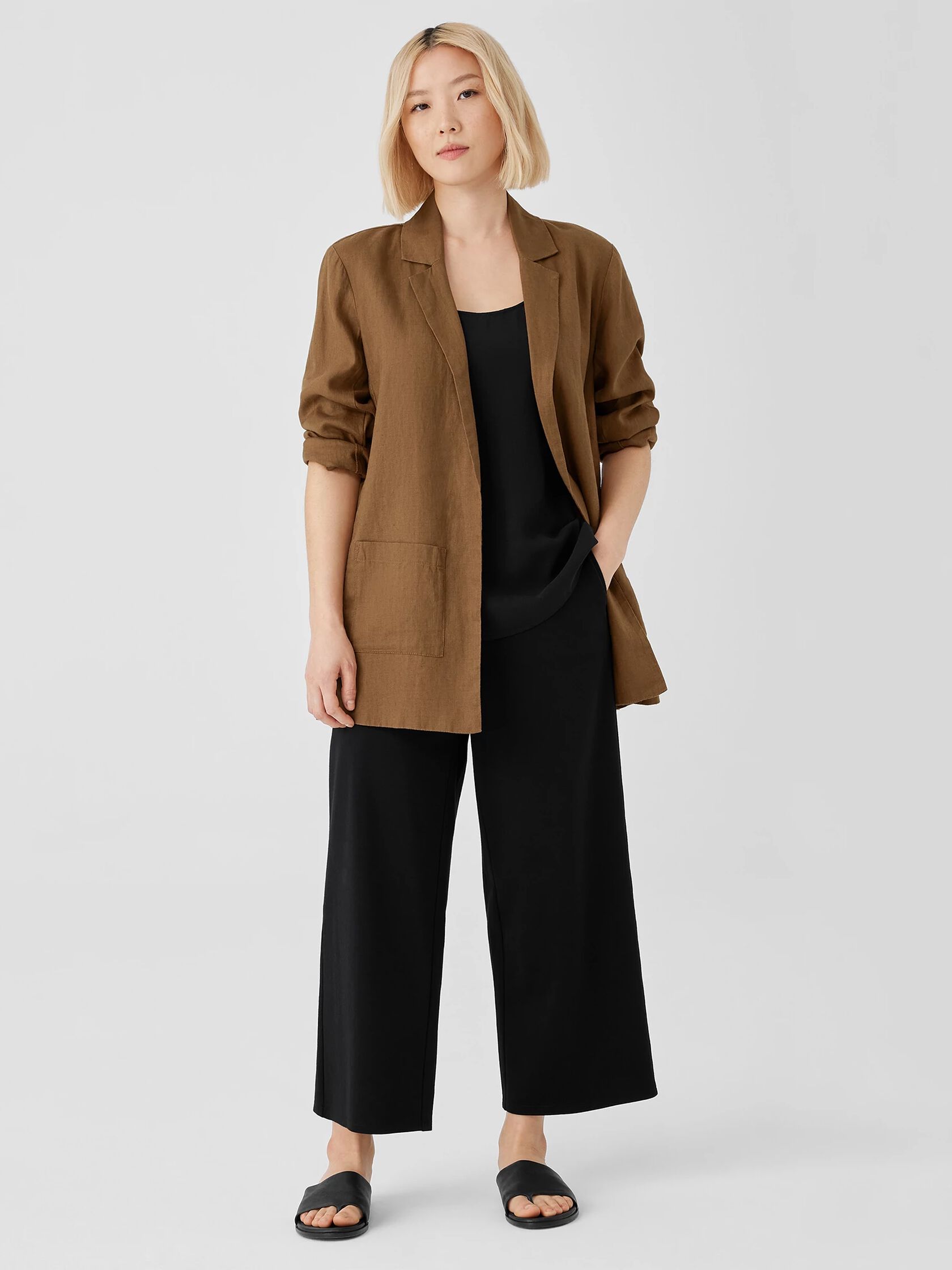 Cotton Blend Ponte Wide-Leg Pant