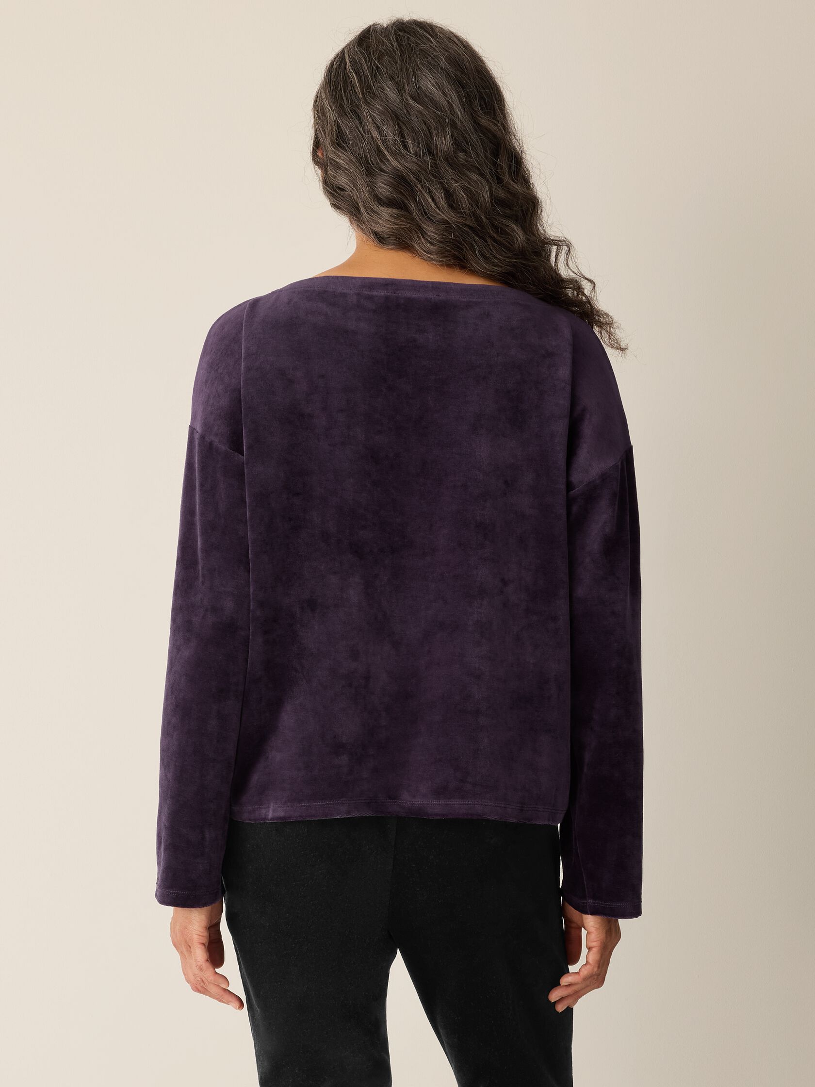 Cozy Velour Knit Bateau Neck Top