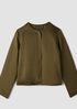 Smooth Satin Shimmer Padded Round Neck Jacket