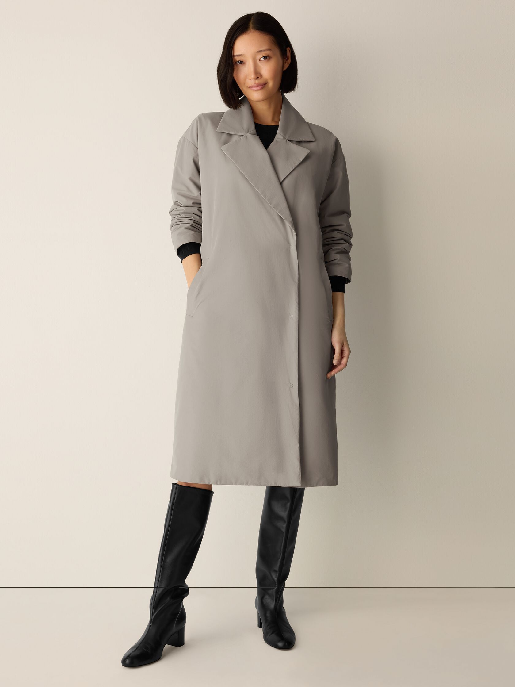 Light Cotton Nylon Padded Trench Coat