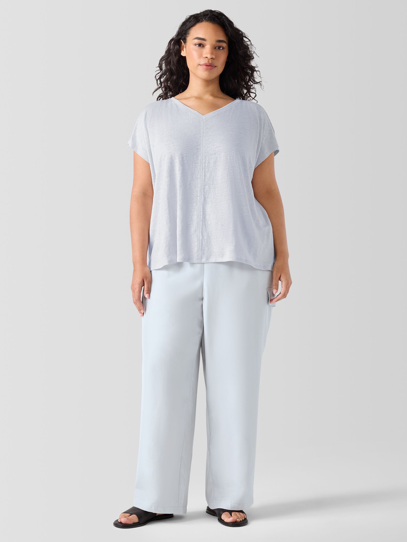Organic Linen Jersey V-Neck Tee