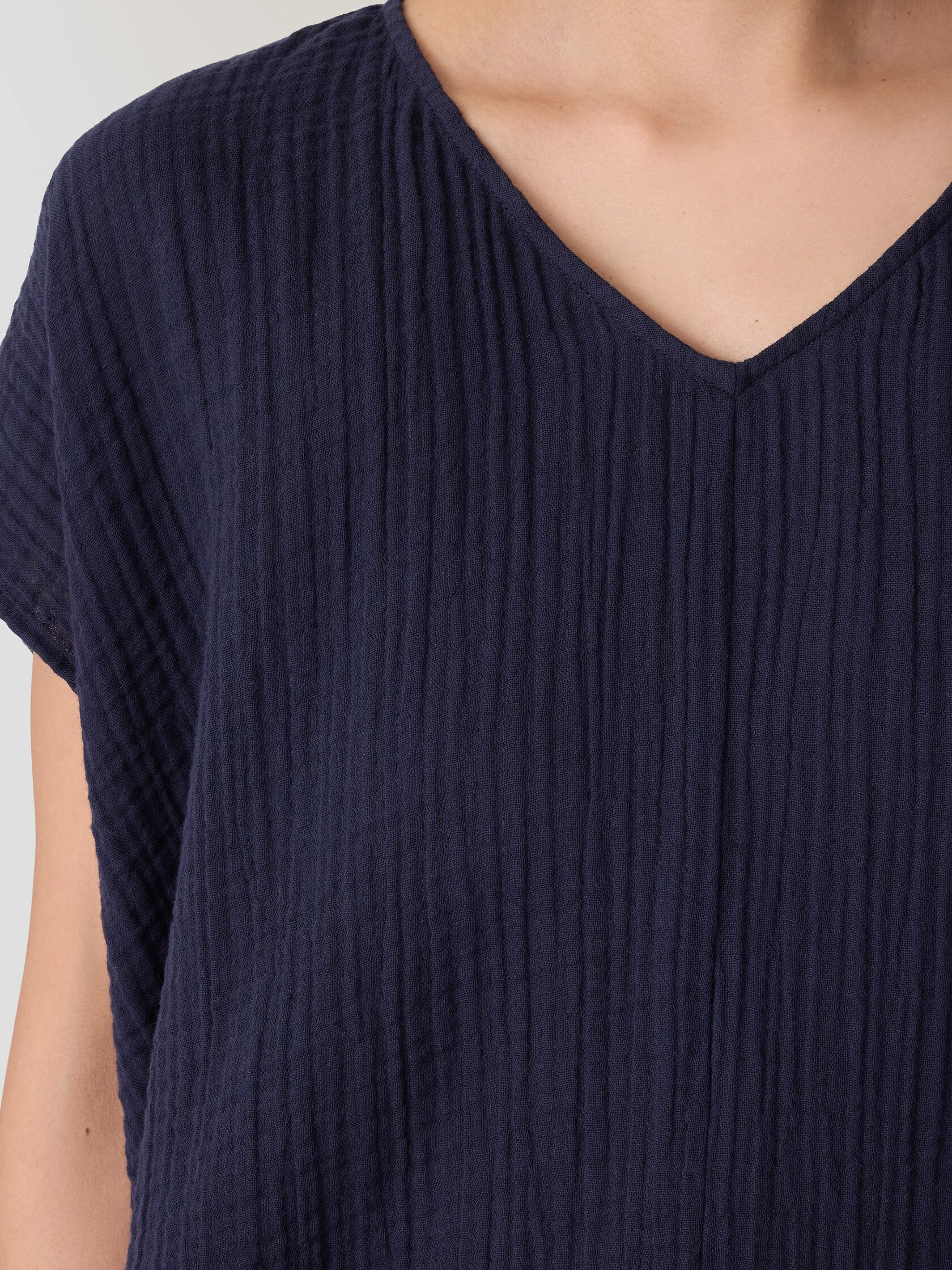 Organic Cotton Lofty Gauze V-Neck Square Top