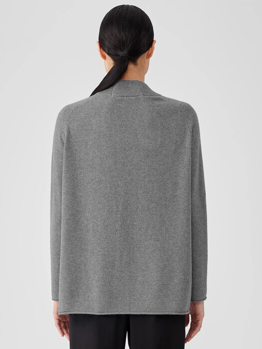 Recycled Cashmere Wool Mock Neck Box-Top