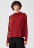 Sueded Cupro Knit Funnel Neck Box-Top