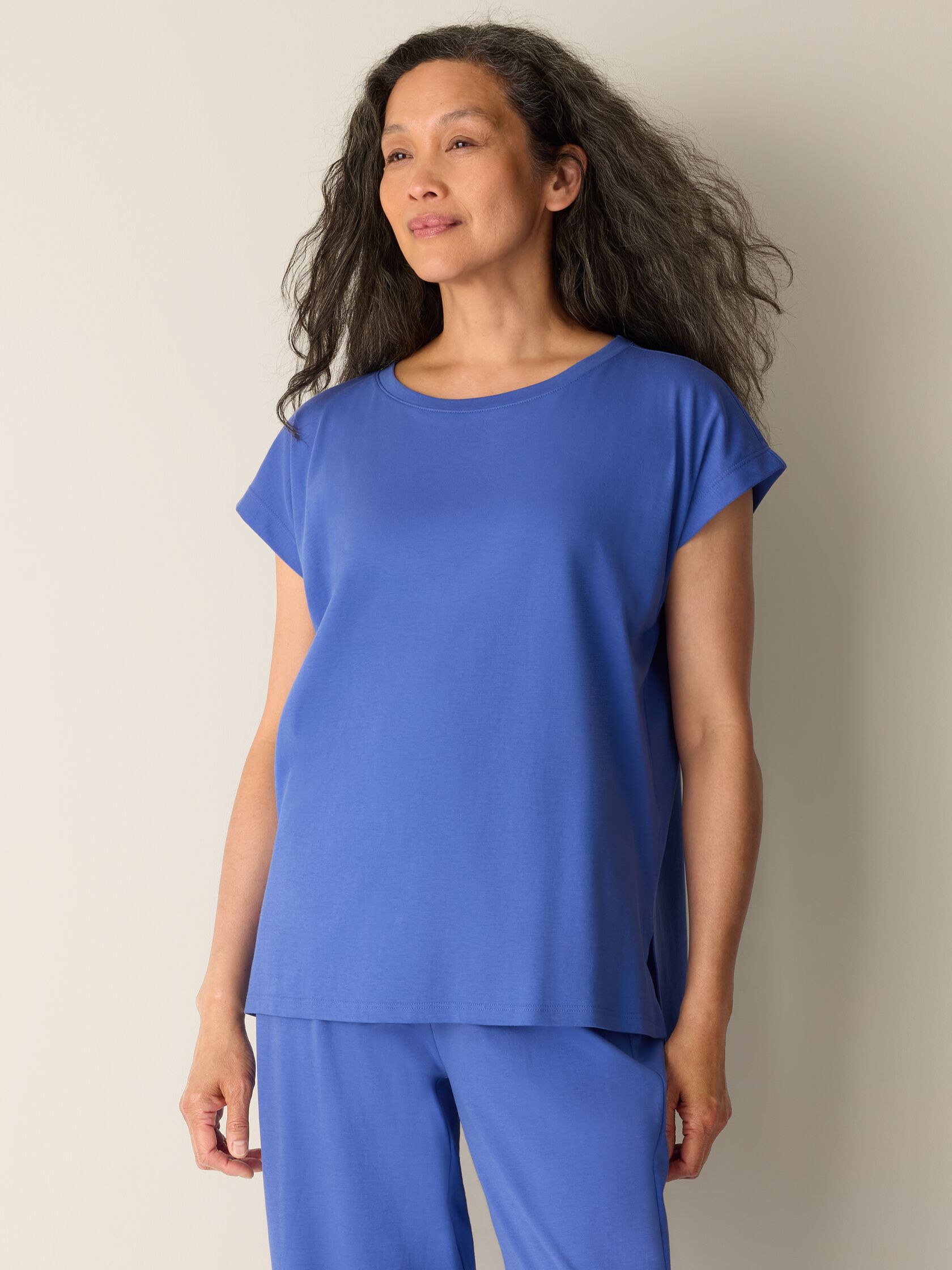 Organic Cotton Interlock Jewel Neck Sleep Tee