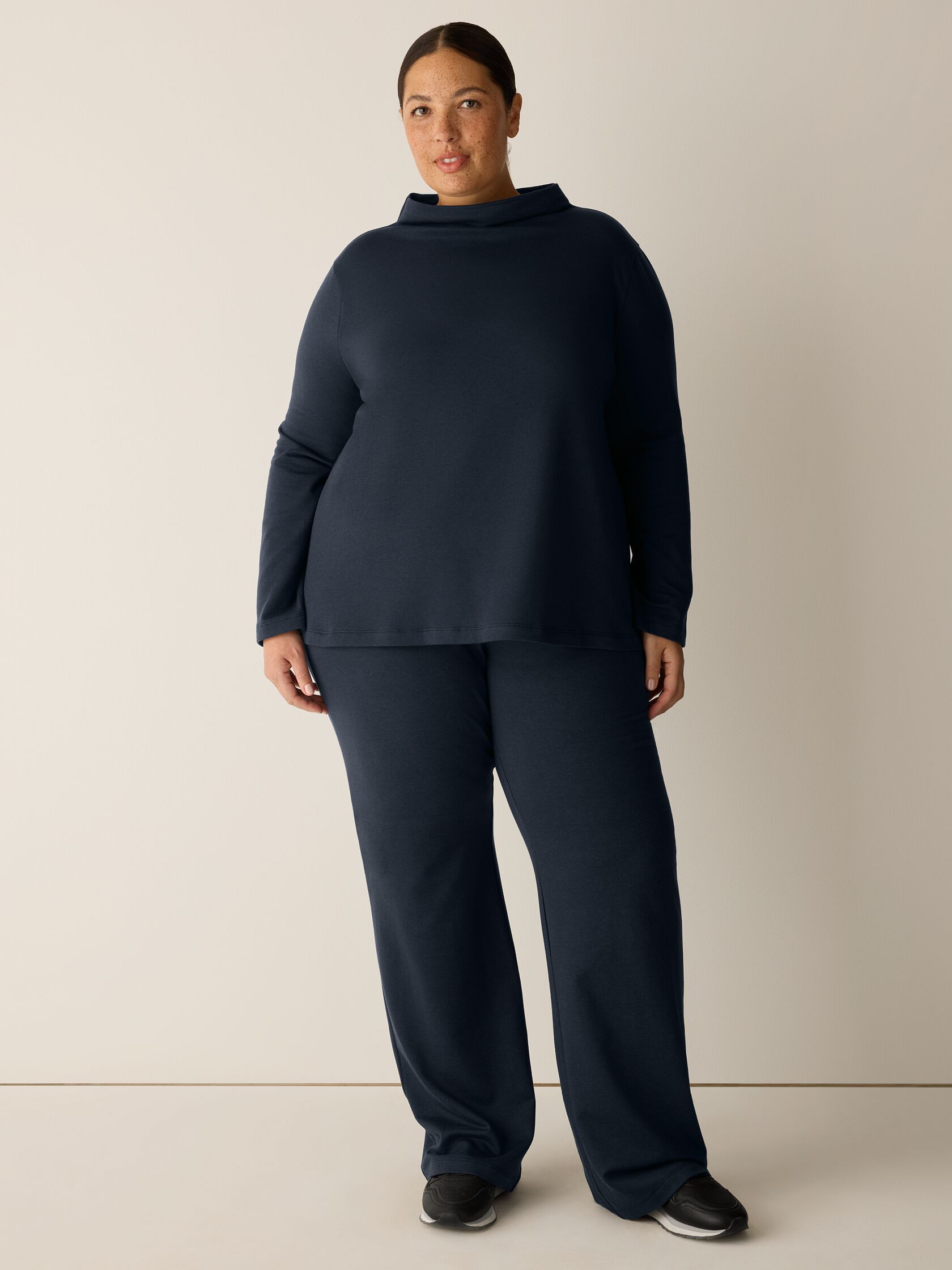 Cozy Brushed Terry Hug Funnel Neck Top