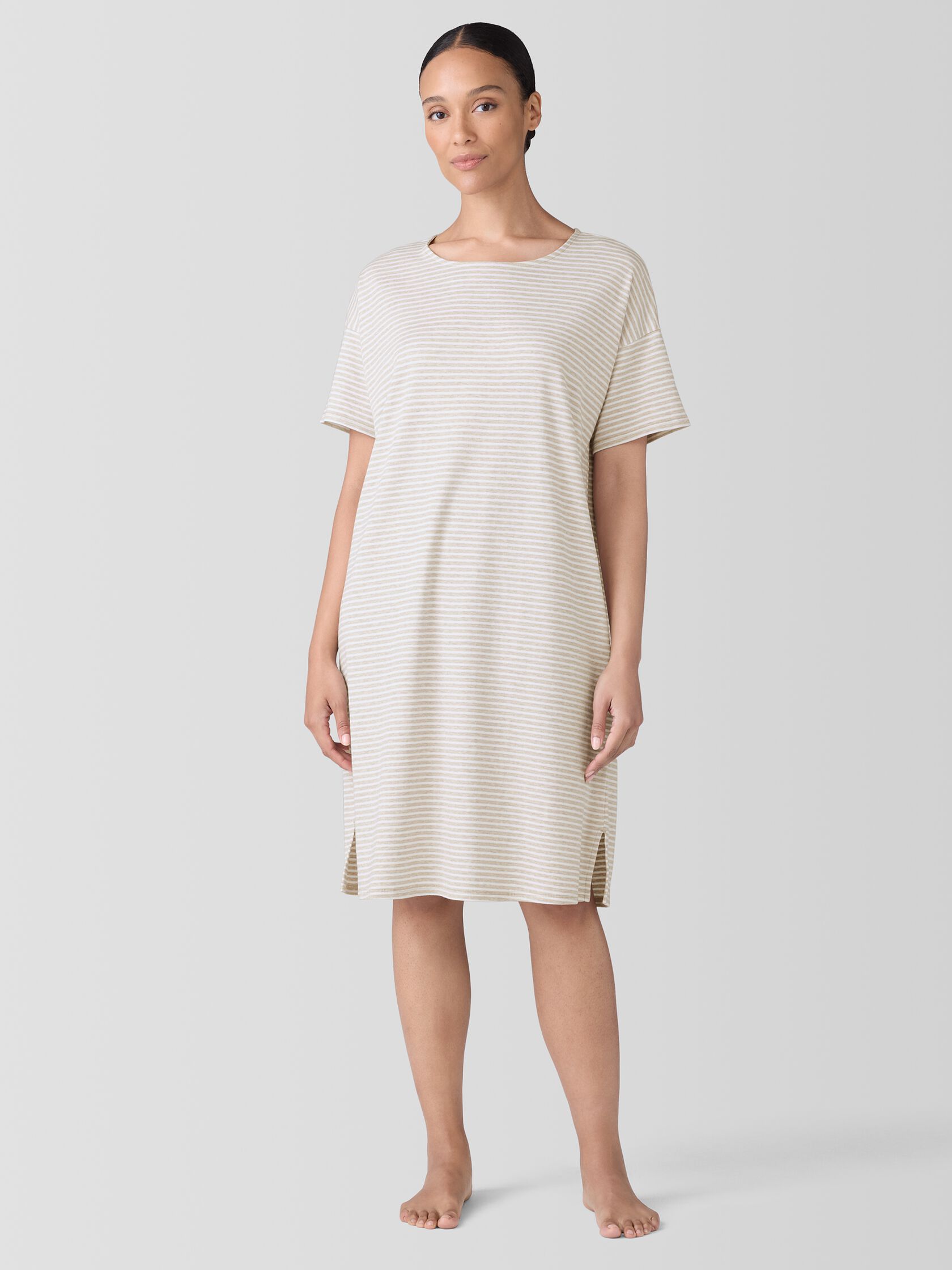 Striped Organic Cotton Interlock Sleep Dress