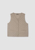 Eggshell Recycled Nylon Quilted V-Neck Vest