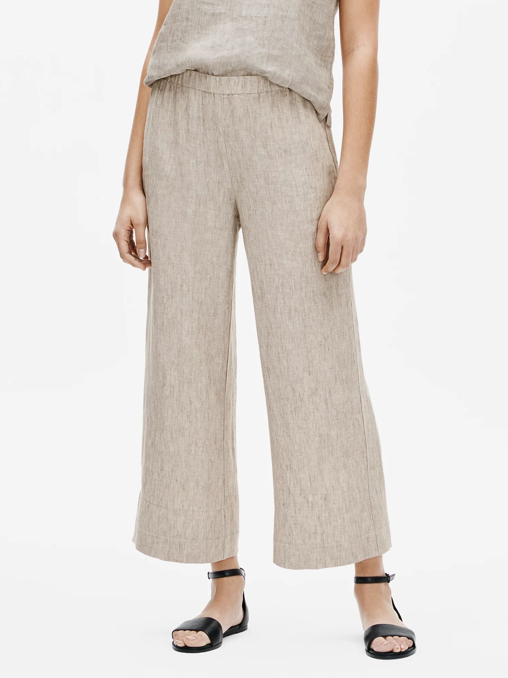 Washed Organic Linen Delave Wide-Leg Pant