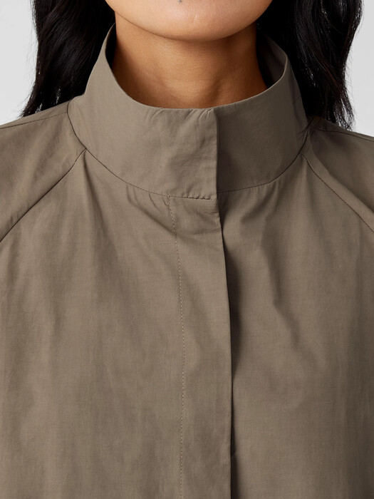 Light Organic Cotton Nylon Stand Collar Coat