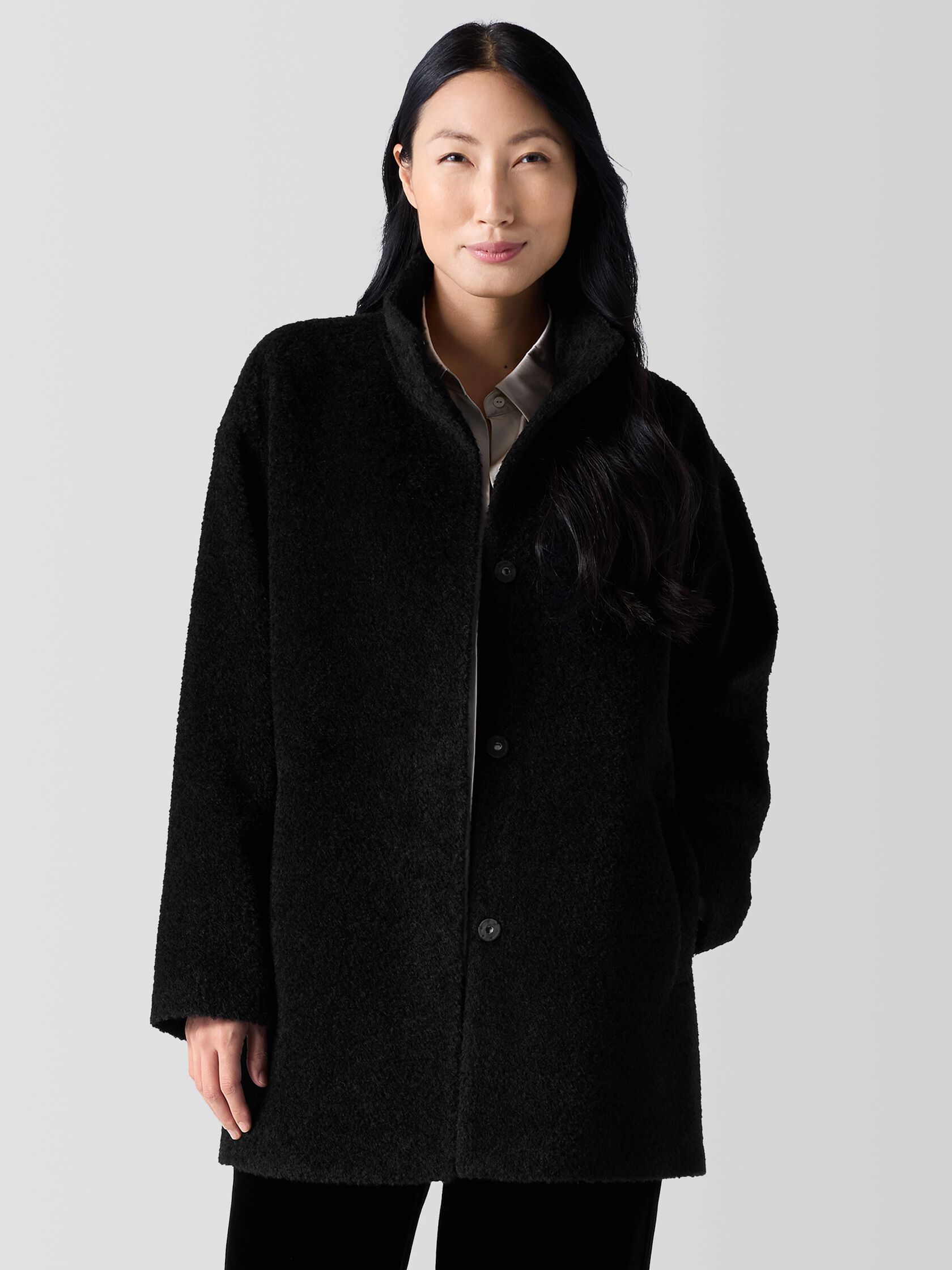 Fine Wool Alpaca Stand Collar Coat