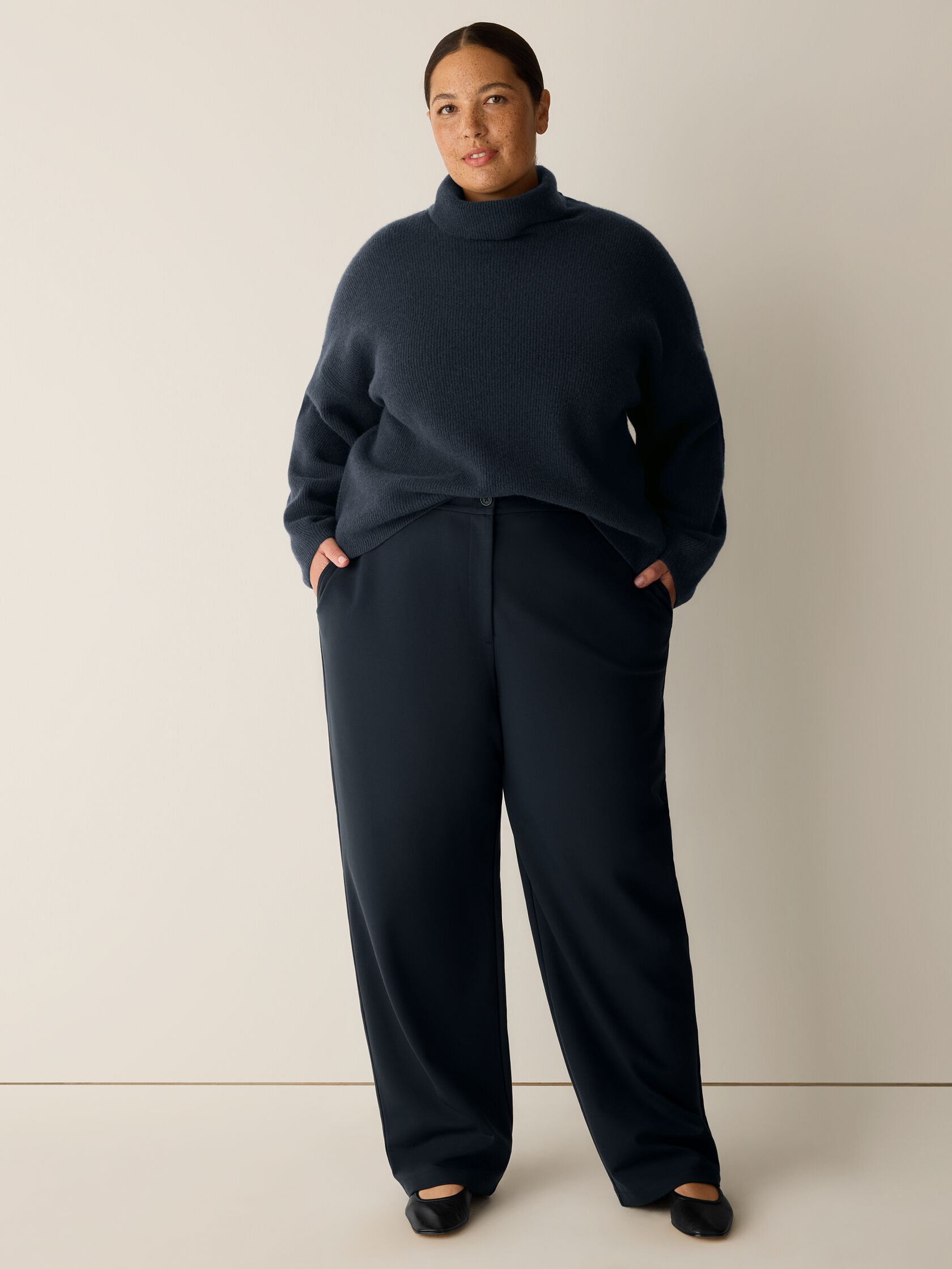 Washable Flex Ponte Straight Trouser Pant