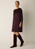 Textured Satin Round Neck Dolman-Sleeve Dress