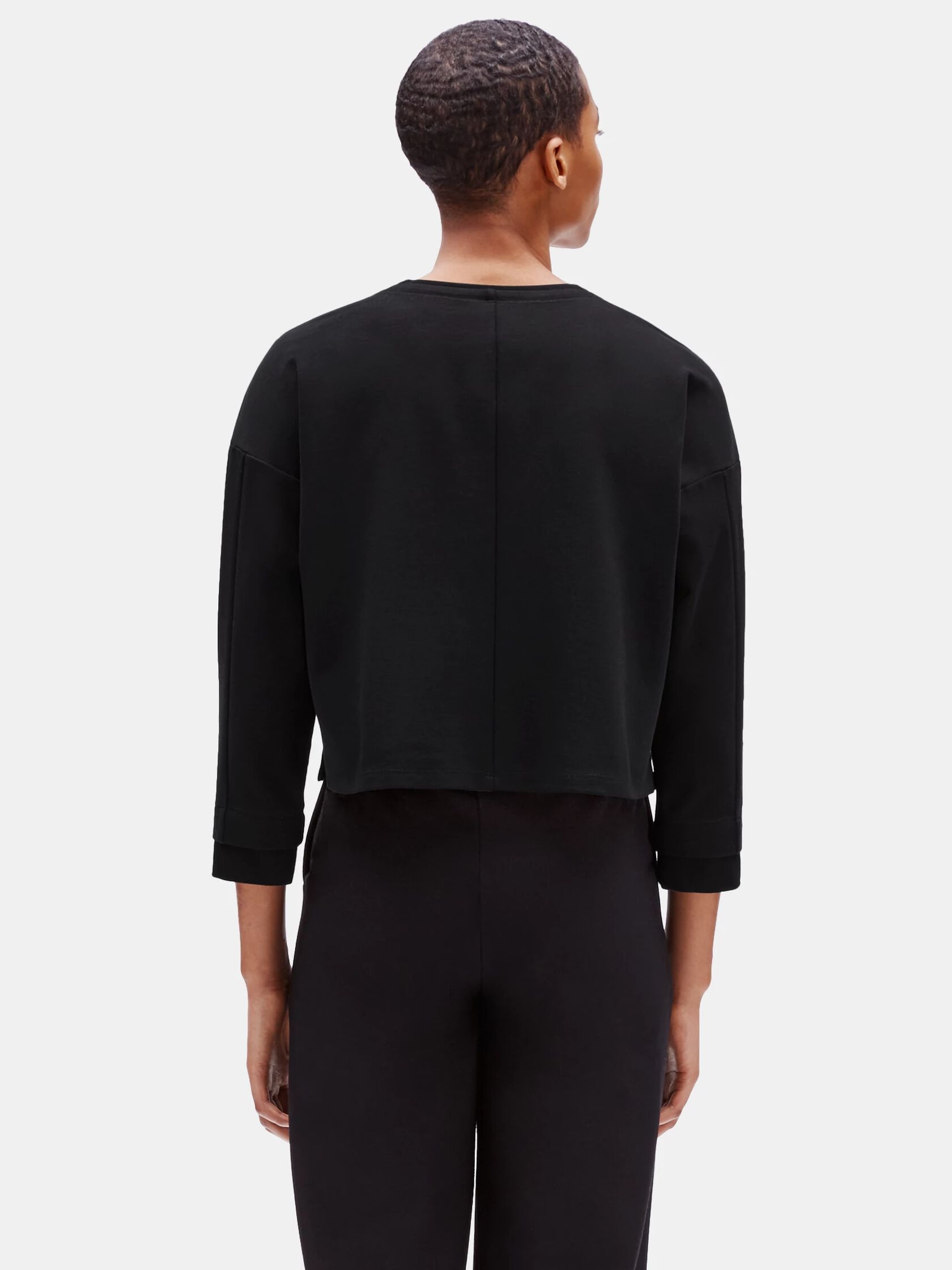 Resewn Rayon and Ponte Cropped Pullover