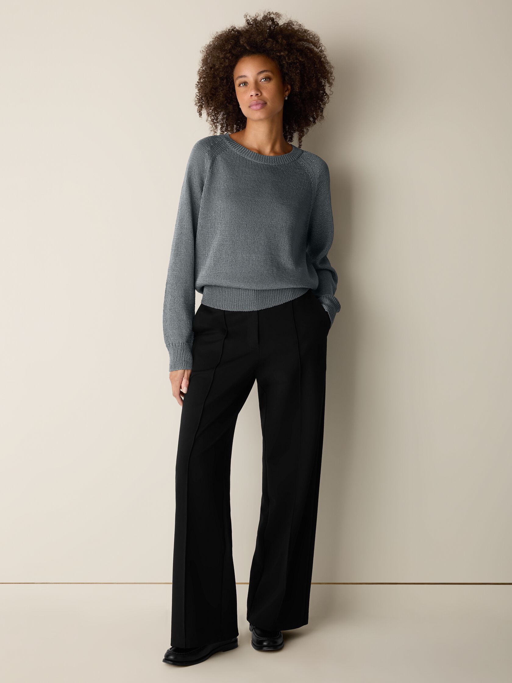 Washable Flex Ponte Pintuck Wide Trouser