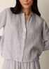 Striped Organic Cotton Gauze Band Collar Shirt
